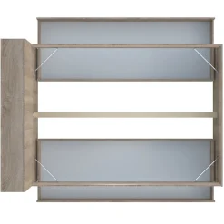 Lit 2 places 140x190cm chêne ROGO inclus sommier et tete de lit avec étageres et 2 tiroirs