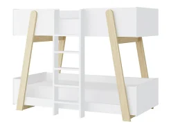 Lit superposés 90 x 190 cm - Blanc et naturel - CORODELA