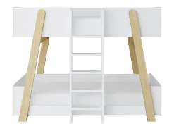 Lit superposés 90 x 190 cm - Blanc et naturel - CORODELA