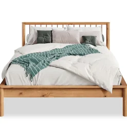 Lit 140 x 200 avec sommier APOANA en bois massif - Coloris chêne