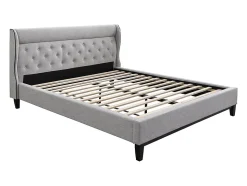 Lit 160 x 200 cm - Gris + Matelas - MARSDENIO