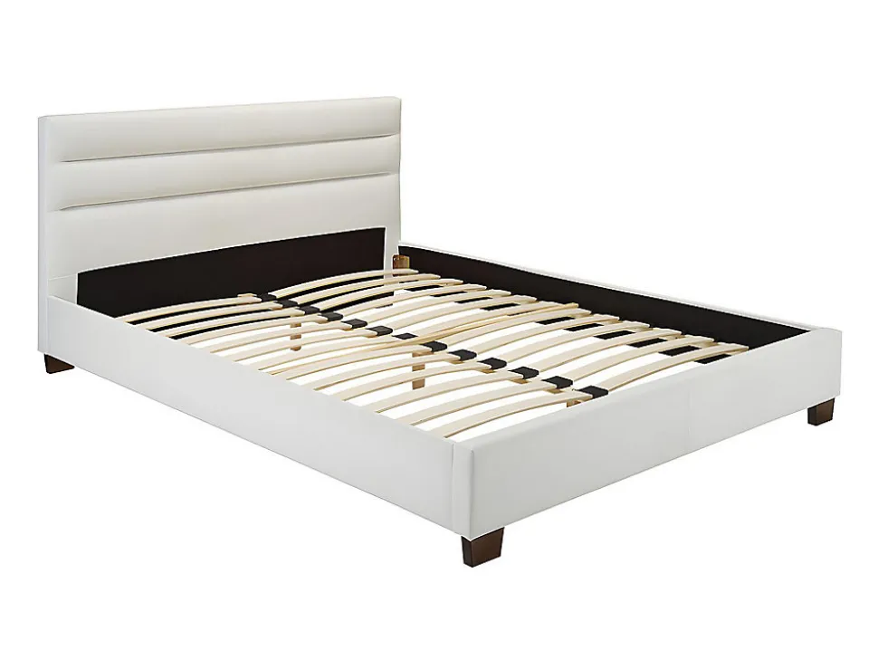 Lit 160 x 200 cm - Simili - Blanc - FAUSTIN