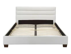 Lit 160 x 200 cm - Simili - Blanc - FAUSTIN