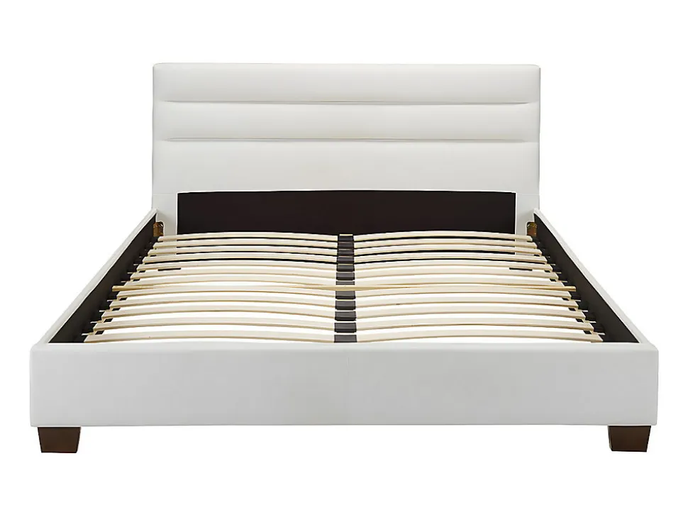 Lit 160 x 200 cm - Simili - Blanc - FAUSTIN