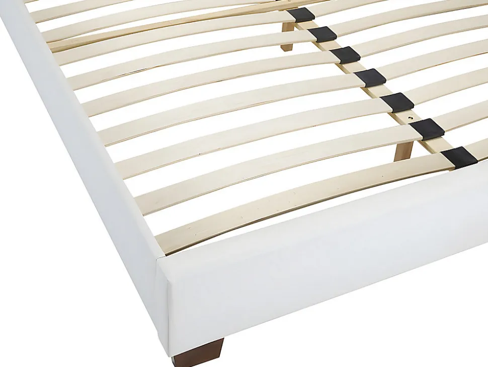 Lit 160 x 200 cm - Simili - Blanc - FAUSTIN