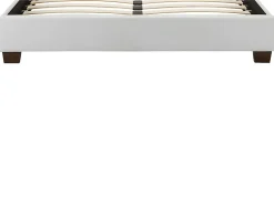 Lit 160 x 200 cm - Simili - Blanc + Matelas - FAUSTIN