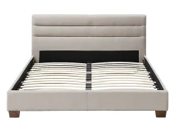 Lit 140 x 190 cm - Tissu - Beige + Matelas - FAUSTIN