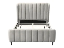 Lit 160 x 200 cm - Tissu avec coutures verticales - Gris clair - CASAGOTI