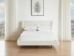 Lit 140 x 190 cm - Tissu bouclette - Beige - ISYDE