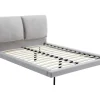 Lit 140 x 190 cm - Velours - Gris + Matelas - IBEDIA