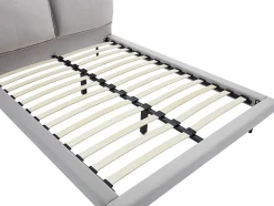 Lit 160 x 200 cm - Velours - Gris + Matelas - IBEDIA