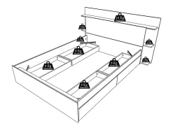 Lit 140 x 190/200 cm avec 4 tiroirs - Coloris : Naturel et blanc + Sommier + Matelas - TILONIDE