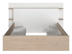 Lit 140 x 190/200 cm avec 4 tiroirs - Coloris : Naturel et blanc + Sommier - TILONIDE