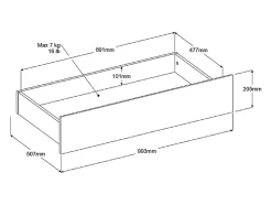 Lit 120 x 190 cm avec 4 tiroirs - Coloris : Naturel + Sommier + Matelas - TENALIA