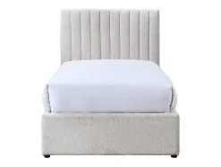 Lit 90 x 190 cm avec 2 tiroirs - Tissu - Beige + Matelas - SARAH