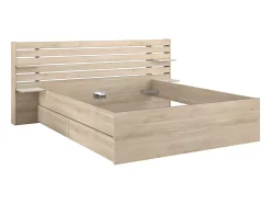 Lit 180 x 200 cm avec 4 tiroirs - Coloris : Naturel + Sommier - TENALIA