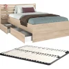 Lit 120 x 190 cm avec 4 tiroirs - Coloris : Naturel + Sommier - TENALIA