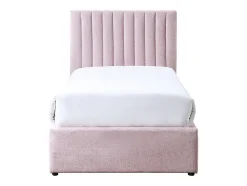 Lit 90 x 190 cm avec 2 tiroirs - Tissu - Rose + Matelas - SARAH