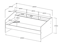 Lit 90 x 190/200 cm avec rangements - Blanc et naturel - PAULETTE