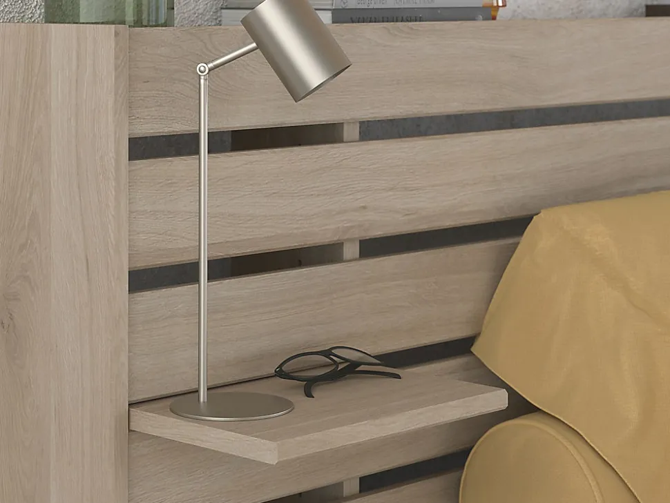 Lit 180 x 200 cm avec rangements - Coloris : Naturel + Sommier + Matelas - TENALIA