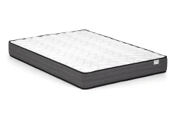 Lit 140 x 190 cm avec rangements - Coloris : Naturel et noir + Sommier + Matelas - KEROSIA