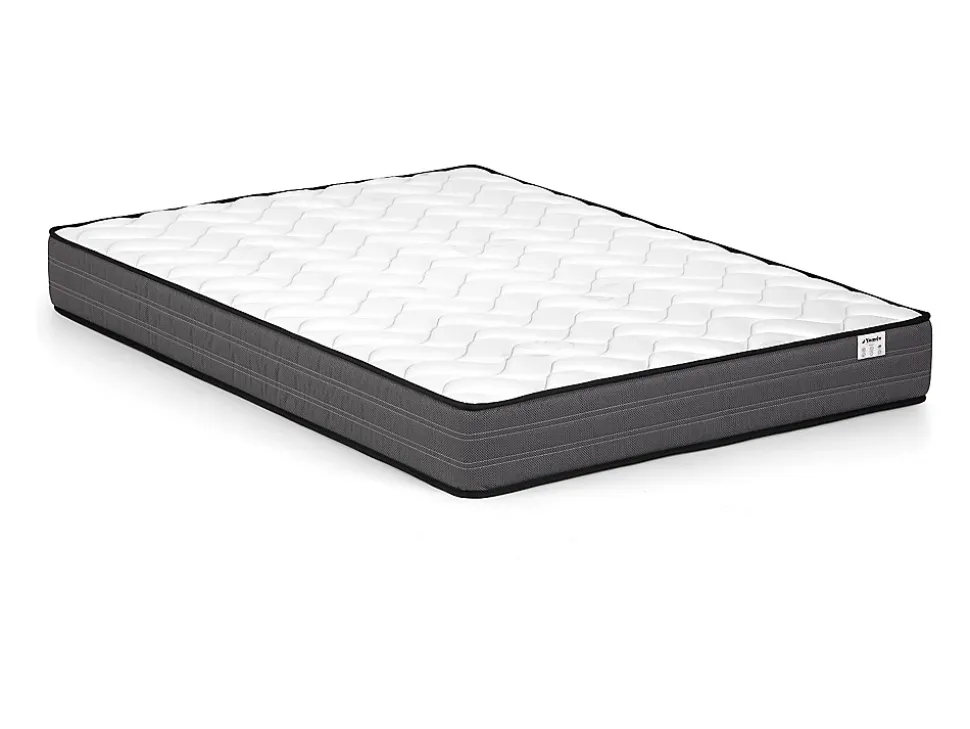 Lit 140 x 190 cm avec rangements - Coloris : Naturel et noir + Sommier + Matelas - KEROSIA