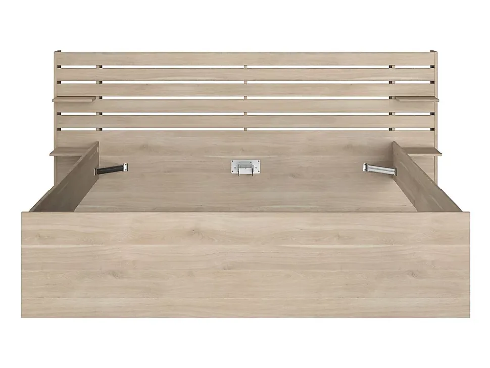 Lit 180 x 200 cm avec rangements - Coloris : Naturel + Sommier - TENALIA