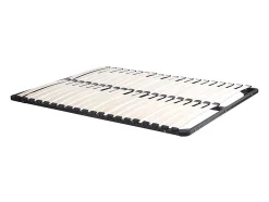 Lit 120 x 190 cm avec rangements - Coloris : Naturel et blanc + Sommier - VARDIEL