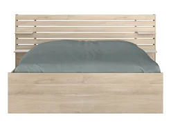 Lit 160 x 200 cm avec rangements - Coloris : Naturel + Sommier + Matelas - TENALIA II