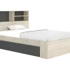 Lit 120 x 190 cm avec rangements - Coloris : Naturel et anthracite - VARDIEL