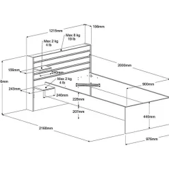 Lit 90 x 190/200 cm avec rangements - Coloris : Naturel - TENALIA