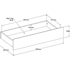 Lit 90 x 190/200 cm avec rangements - Coloris : Naturel - TENALIA