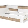 Lit 90 x 190 cm avec rangements - Coloris : Blanc et naturel - TAMADU