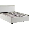 Lit 140 x 190 cm avec rangements - Simili blanc avec LEDs - ALOIS II