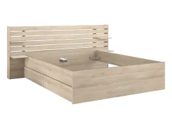 Lit 180 x 200 cm avec rangements - Coloris : Naturel - TENALIA