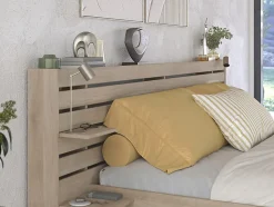 Lit 180 x 200 cm avec rangements - Coloris : Naturel - TENALIA