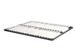 Lit 140 x 190/200 cm avec rangements - Blanc et naturel + Sommier - KINSELIA