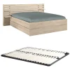 Lit 160 x 200 cm avec rangements - Coloris : Naturel + Sommier - TENALIA II