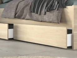 Lit 160 x 200 cm avec rangements - Coloris : Naturel - TENALIA II