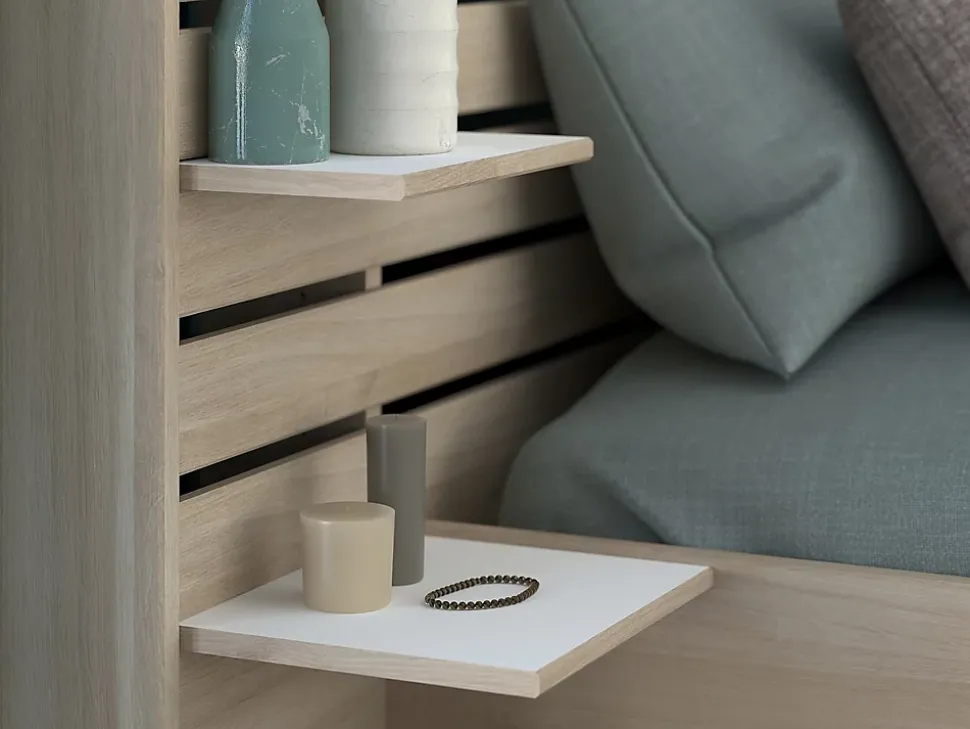 Lit 160 x 200 cm avec rangements - Coloris : Naturel - TENALIA II