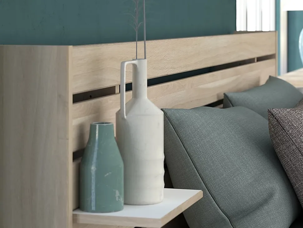 Lit 160 x 200 cm avec rangements - Coloris : Naturel - TENALIA II