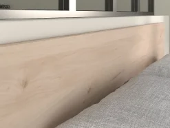 Lit 140 x 190/200 cm avec rangements - Coloris : Naturel et noir + Sommier - KINSELIA