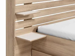 Lit 140 x 190/200 cm avec rangements - Coloris : Naturel + Sommier + Matelas - TENALIA II