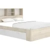 Lit 140 x 190 cm avec rangements - Coloris : Naturel et blanc - VARDIEL