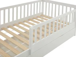 Lit 90 x 190 cm avec tiroir - Pin et MDF - Blanc + Matelas - PROVIATI