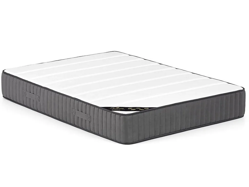 Lit 180 x 200 cm avec tête de lit capitonnée - Tissu - Beige + Matelas - MASSIMO II