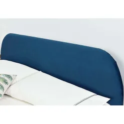 Lit 160 x 200 cm en velours et laiton bleu - PHOENIX