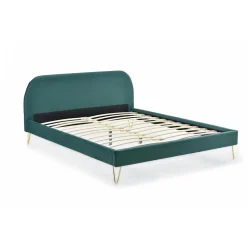 Lit 160 x 200 cm en velours et laiton vert - PHOENIX