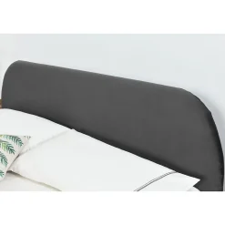 Lit 140 x 190 cm en velours et laiton gris - PHOENIX