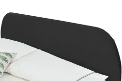 Lit 160 x 200 cm en velours noir et pieds noirs - PHOENIX